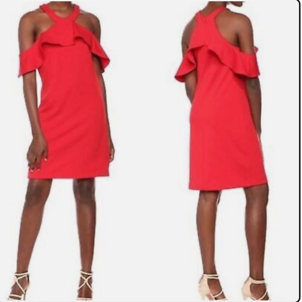 Trina Turk Jurnee Cold Shoulder Ruffle Dress Womens 14 - Picture 1 of 9